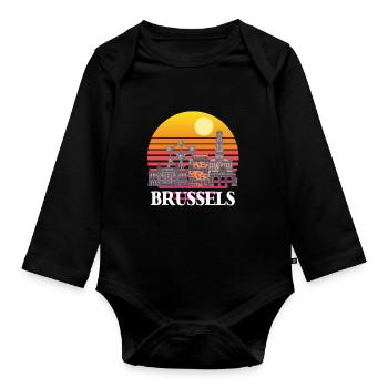 Brüssel Skyline Wissenschaft Atomkern Physik Atom - Baby Bio-Langarm-Body - Schwarz - Vorne