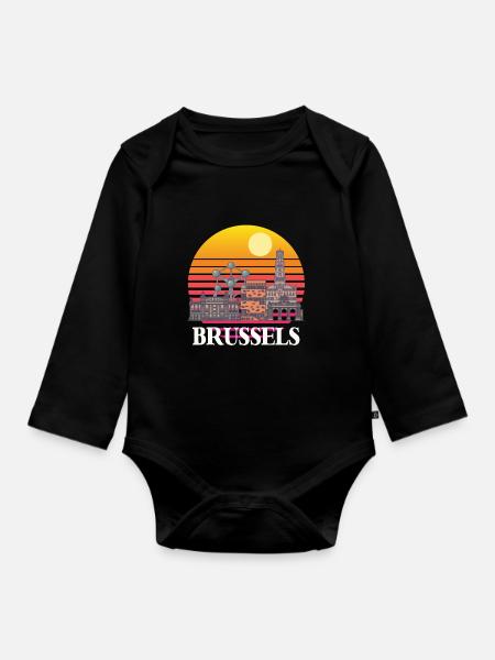 Brüssel Skyline Wissenschaft Atomkern Physik Atom - Baby Bio-Langarm-Body - Schwarz