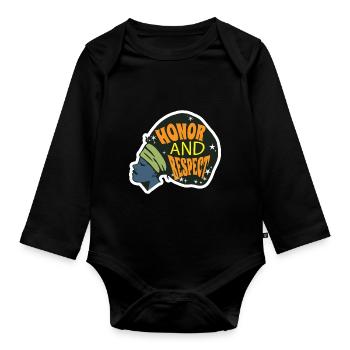 Black Woman Honor and Respect Black History - Organic Longsleeve Baby Bodysuit - black - Front
