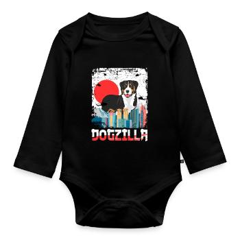 Dogzilla Chien de montagne bernois japonais - Body Bébé bio manches longues - noir - Devant