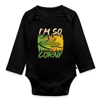 Im So Corny Blé Maïs Avoine Fam Farming - Body Bébé bio manches longues - noir - Devant