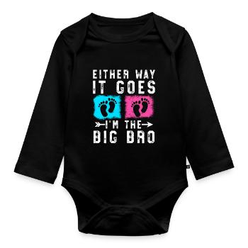 Quoi qu’il en soit, ça se passe dans la naissance du grand frère - Body Bébé bio manches longues - noir - Devant