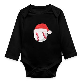Baseball for Baseball Players - Organic Longsleeve Baby Bodysuit - black - Front