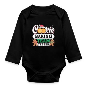 Cookie Christmas Baking Team Tester For Baker - Baby Bio-Langarm-Body - Schwarz - Vorne