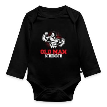 Old Man Strength Gym Papa Workout Weightlifting Tra - Body Bébé bio manches longues - noir - Devant