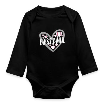 Baseball for Baseball Players - Organic Longsleeve Baby Bodysuit - black - Front