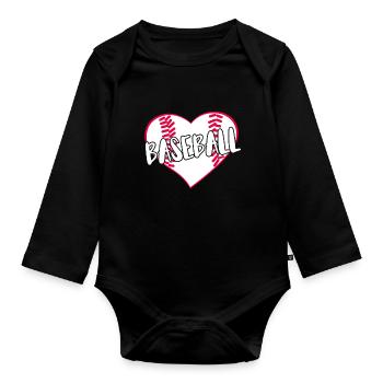 Baseball for Baseball Players - Organic Longsleeve Baby Bodysuit - black - Front