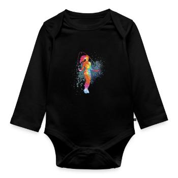 Fitness Roping - Jumping rope for women - Organic Longsleeve Baby Bodysuit - black - Front