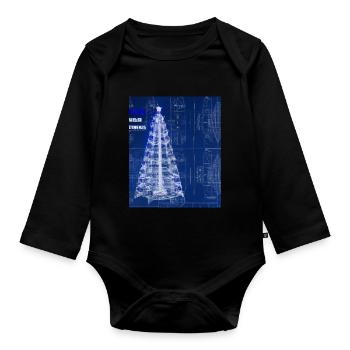 Christmas Christmas Tree Schematic Blueprint - Organic Longsleeve Baby Bodysuit - black - Front