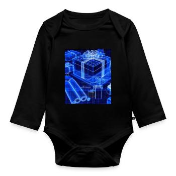 Christmas Christmas Tree Schematic Blueprint - Organic Longsleeve Baby Bodysuit - black - Front