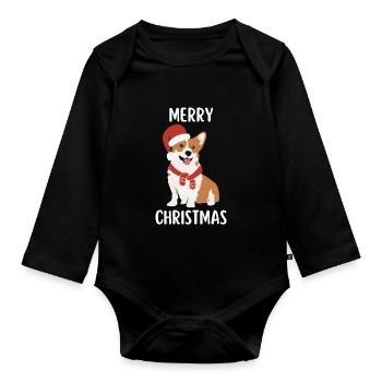 Joyeux Noël Drôle de Chemise de Noël - Body Bébé bio manches longues - noir - Devant