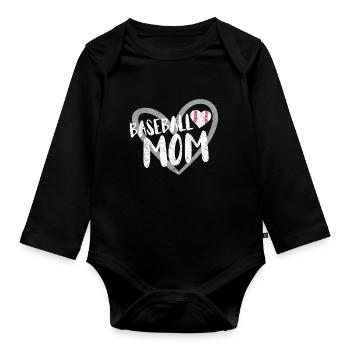 Baseball for Baseball Players - Organic Longsleeve Baby Bodysuit - black - Front