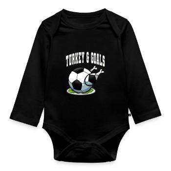Thanksgiving Fußball Türkei und Tore - Baby Bio-Langarm-Body - Schwarz - Vorne