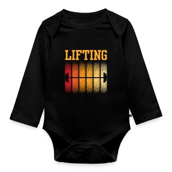 Lifting Workout Weightlifting Weightlifting Gym - Organic Longsleeve Baby Bodysuit - black - Front