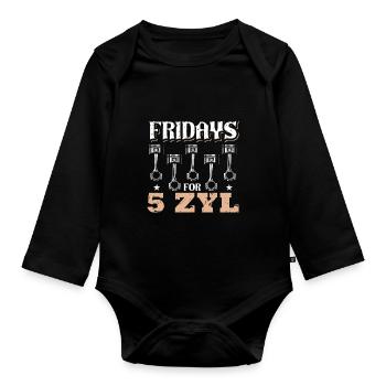 Fridays for 5 ZYL Tuner Tuning 5 Zylinder - Baby Bio-Langarm-Body - Schwarz - Vorne