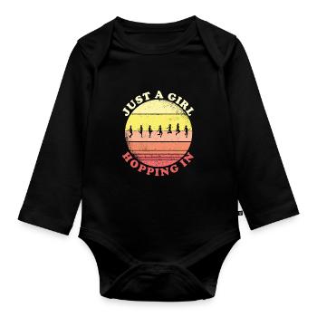 Fitness Roping - Jumping rope at sunset - Organic Longsleeve Baby Bodysuit - black - Front