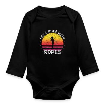Fitness Roping - Jumping rope at sunset - Organic Longsleeve Baby Bodysuit - black - Front