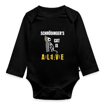 Schrödingers Cat Is Schrödingers Katze - Baby Bio-Langarm-Body - Schwarz - Vorne
