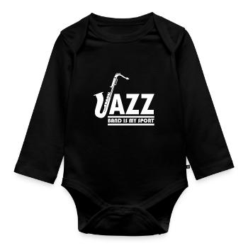 Saxophone Jazz Music Orchestra Musiciens - Body Bébé bio manches longues - noir - Devant