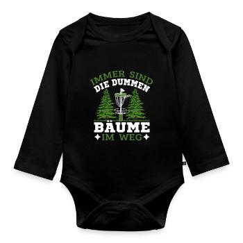 Disc Golf Immer sind die Bäume im Weg - Baby Bio-Langarm-Body - Schwarz - Vorne