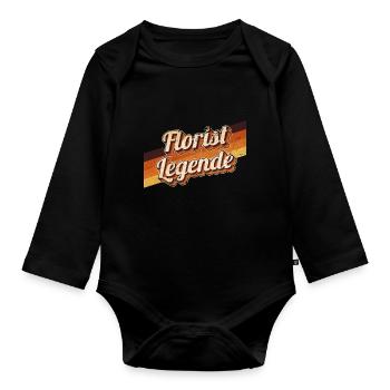 Floristik Geburtstag als Legende geboren Florist - Baby Bio-Langarm-Body - Schwarz - Vorne