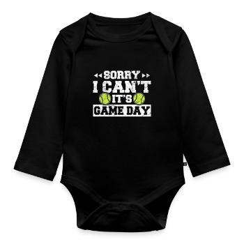 Funny Tennis Fan Tennis Lover Tennis Player Game D - Organic Longsleeve Baby Bodysuit - black - Front