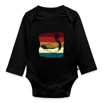 Vintage Duck Distressed Duck Hunter - Organic Longsleeve Baby Bodysuit - black - Front