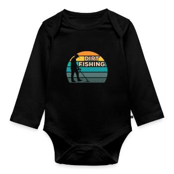Détection de métaux de pêche à la saleté - Body Bébé bio manches longues - noir - Devant