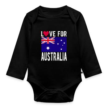 Australia Flag - Organic Longsleeve Baby Bodysuit - black - Front