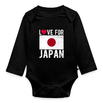 Drapeau du Japon - Body Bébé bio manches longues - noir - Devant