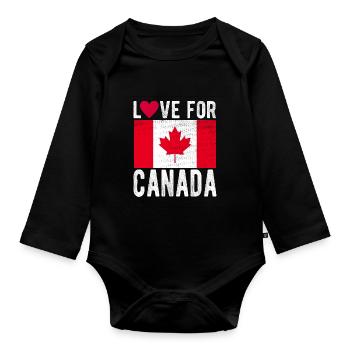Drapeau du Canada - Body Bébé bio manches longues - noir - Devant