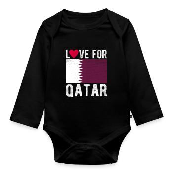 Qatar Flag - Organic Longsleeve Baby Bodysuit - black - Front