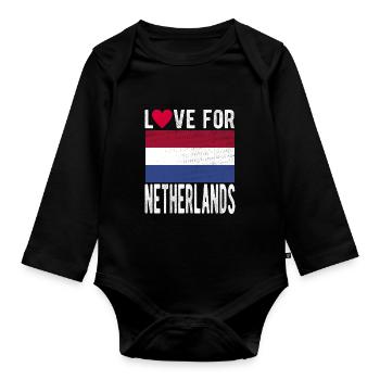 Drapeau des Pays-Bas - Body Bébé bio manches longues - noir - Devant