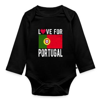 Drapeau du Portugal - Body Bébé bio manches longues - noir - Devant