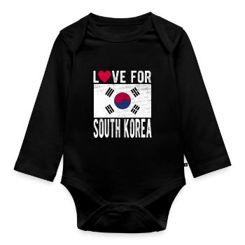 Drapeau de la Corée du Sud - Body Bébé bio manches longues - noir - Devant