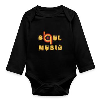 Soul Music Vintage Record Afro Soul Music Sheet Music Mu - Organic Longsleeve Baby Bodysuit - black - Front