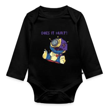 Voodoo doll Does it hurt? Creepy Halloween Witchers - Organic Longsleeve Baby Bodysuit - black - Front