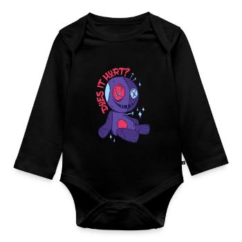 Voodoo tut es weh? Gruselige Halloween-Hexerei Pup - Baby Bio-Langarm-Body - Schwarz - Vorne