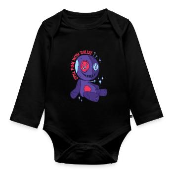 Voodoo Play with Dolls Creepy Halloween Witches - Organic Longsleeve Baby Bodysuit - black - Front