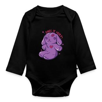 Voodoo bunnies Does it hurt? Voodoo Doll Halloween - Organic Longsleeve Baby Bodysuit - black - Front
