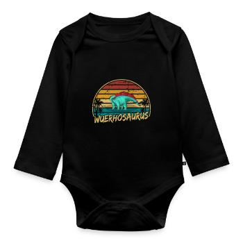 Wuerhosaurus Dinosaurier Kinder Dino Geschenk - Baby Bio-Langarm-Body - Schwarz - Vorne