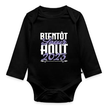 Annonce grossesse. bientôt Sœur Aout 2023.soeur - Body Bébé bio manches longues - noir - Devant