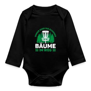 Disc Golf Immer sind die Bäume im Weg - Baby Bio-Langarm-Body - Schwarz - Vorne