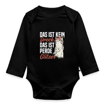 Pferd Reiterin Das ist kein Dreck - Baby Bio-Langarm-Body - Schwarz - Vorne
