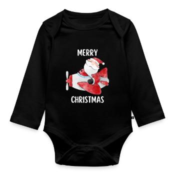 Joyeux Noël Drôle de Chemise de Noël - Body Bébé bio manches longues - noir - Devant