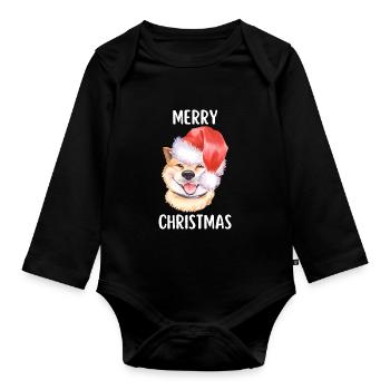 Joyeux Noël Drôle de Chemise de Noël - Body Bébé bio manches longues - noir - Devant