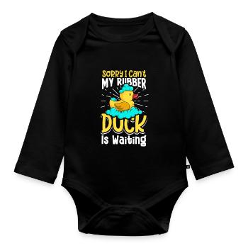 Rubber Ducks Duck Duck Lovers Bathroom - Organic Longsleeve Baby Bodysuit - black - Front