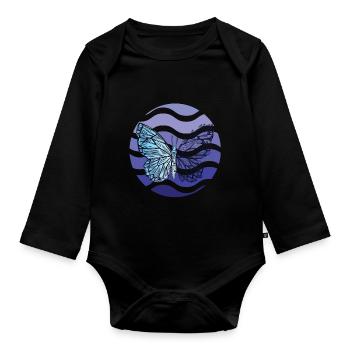 Butterfly Retro pour les papillons de printemps en - Body Bébé bio manches longues - noir - Devant