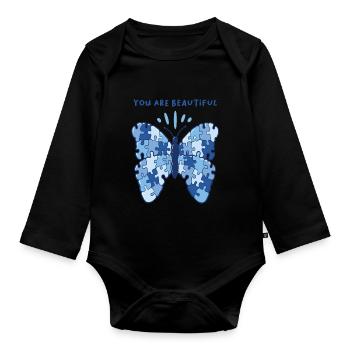 Patchwork Butterfly Be Beautiful Butterfly - Body Bébé bio manches longues - noir - Devant