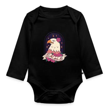 Eagle Birds Falconry Birds of Prey Falcon - Organic Longsleeve Baby Bodysuit - black - Front